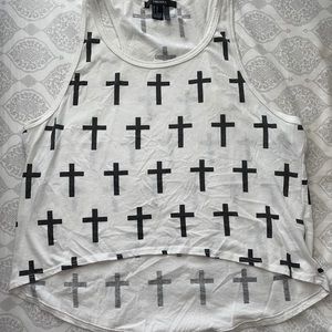 White w/ crosses tank top